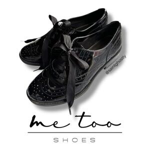 Preppy Goth Me Too Women’s Black Patent Leather Oxfords Loafer Size 6
